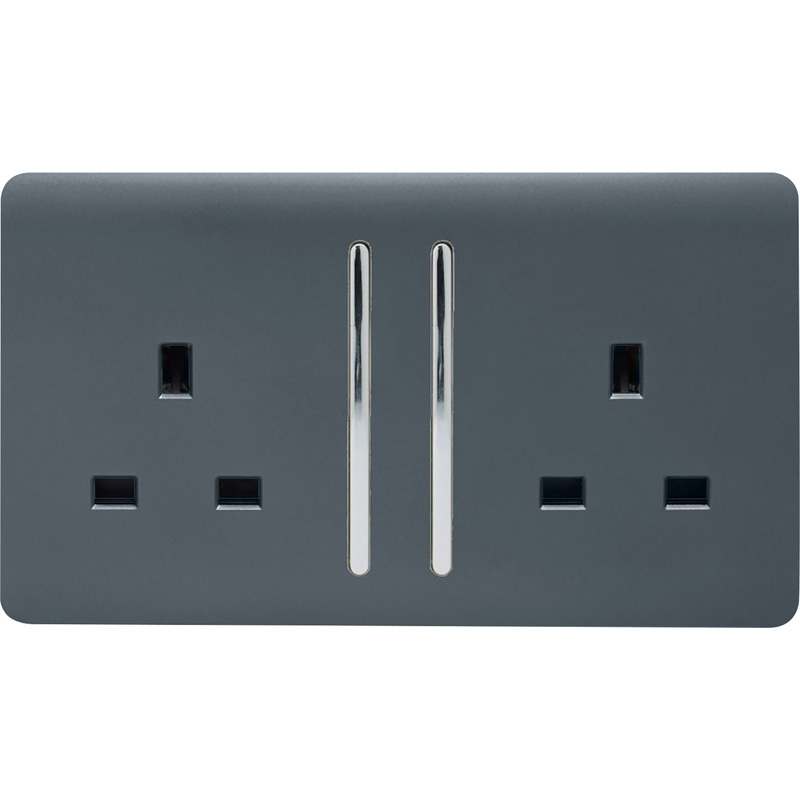 Trendiswitch Warm Grey 2 Gang 13 Amp Switched Socket 2 Gang