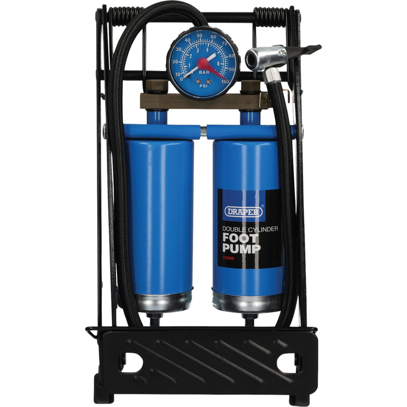 Draper Twin Cylinder Foot Pump & Gauge