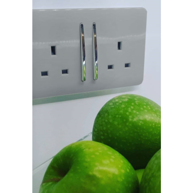 Trendiswitch Silver 2 Gang 13 Amp Switched Socket 2 Gang