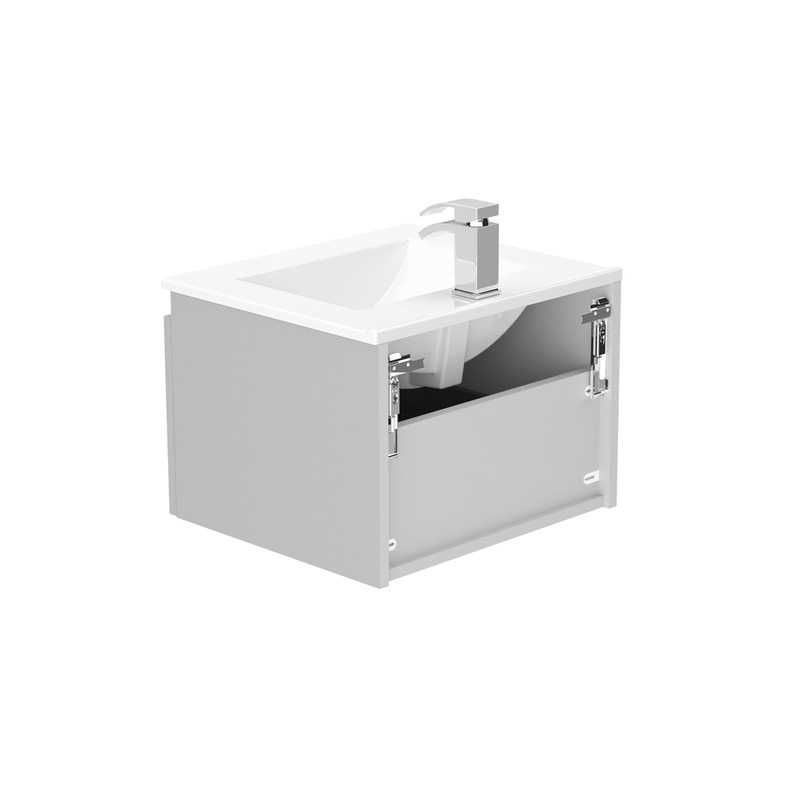 Newland Single Drawer Wall Hung Vanity Unit With Basin Pearl Grey 500mm