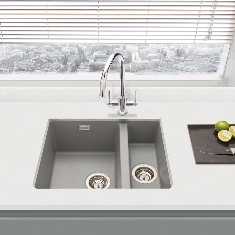 Granite Composite Undermount Kitchen Sink 1.5 Bowl Grey