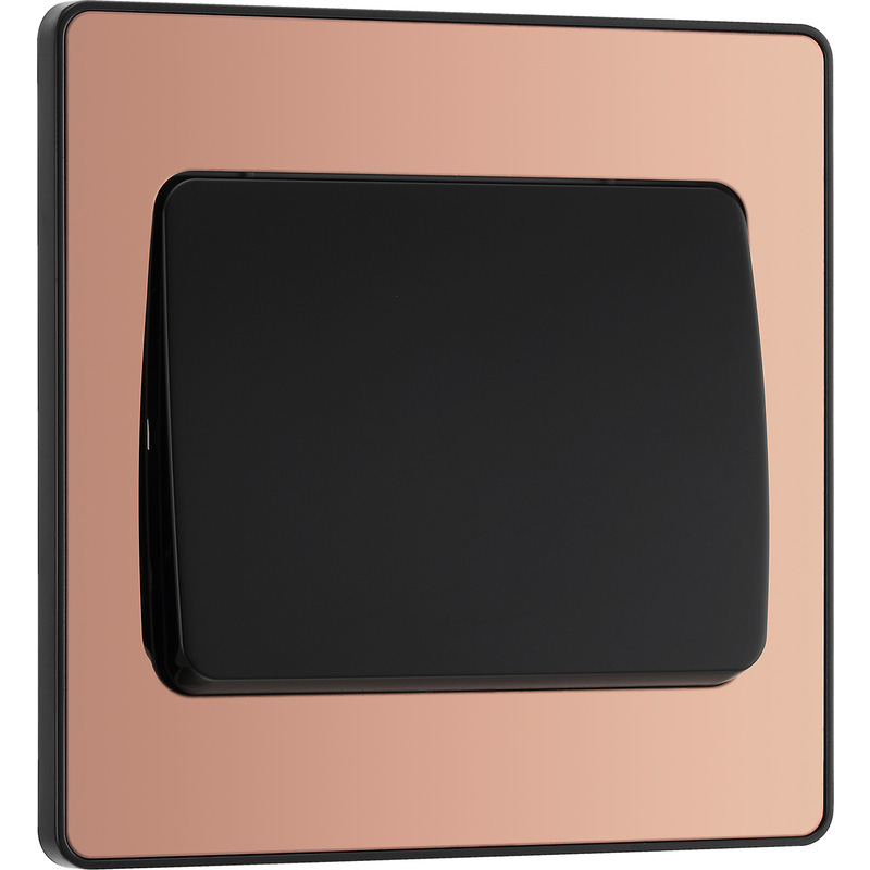 BG Evolve Polished Copper (Black Ins) Single Light Switch, 20A 16Ax, 2 Way, Wide Rocker