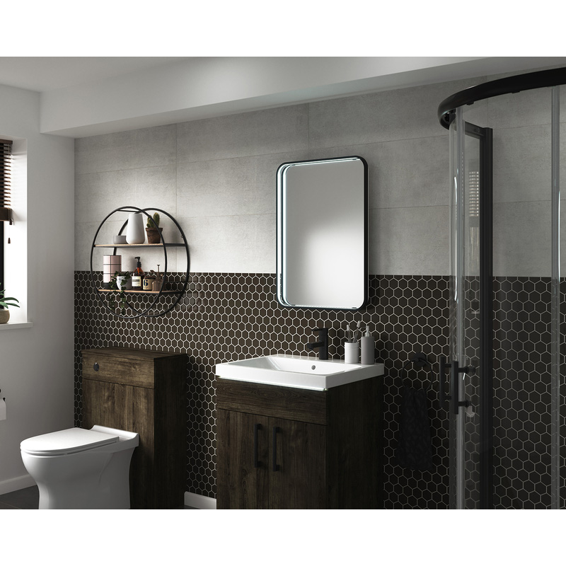 Sensio Aspect Rectangular LED Bathroom Mirror Cool White Matt Black 700 x 500mm