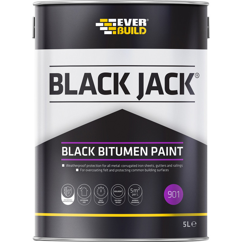 Everbuild Black Jack Black Bitumen Paint 5L