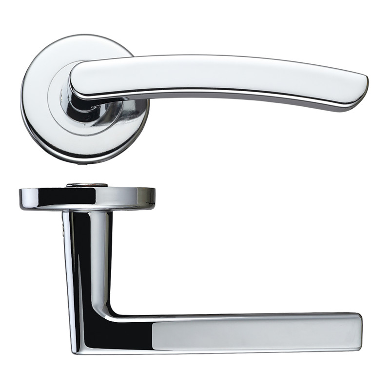 Stanza Santiago Lever on Rose Door Handles Polished Chrome