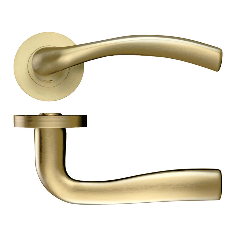 Stanza Siena Lever on Rose Door Handles Favo Satin Brass