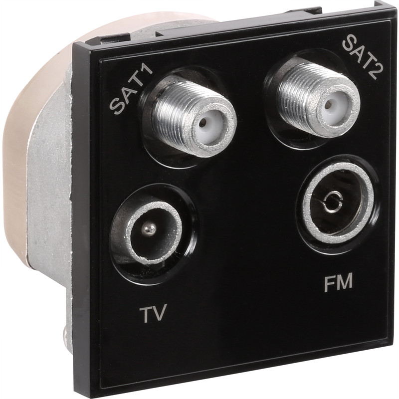 Euro Module TV/SAT Outlet Dual SAT/TV/FM Black