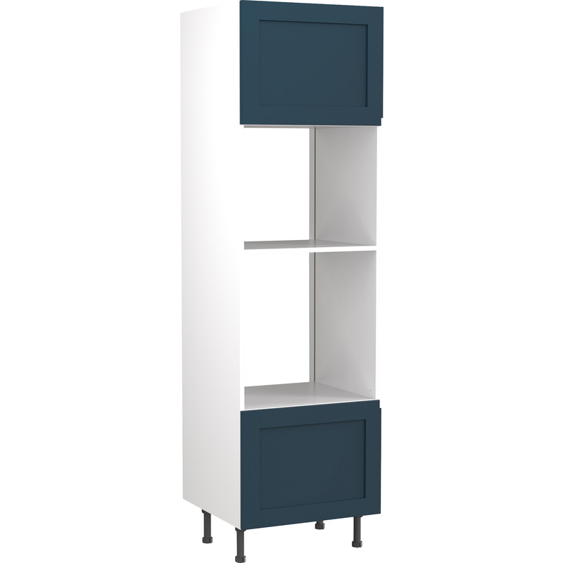 Kitchen Kit Flatpack Shaker Kitchen Cabinet Tall Oven & Microwave Unit Ultra Matt Indigo Blue 600mm