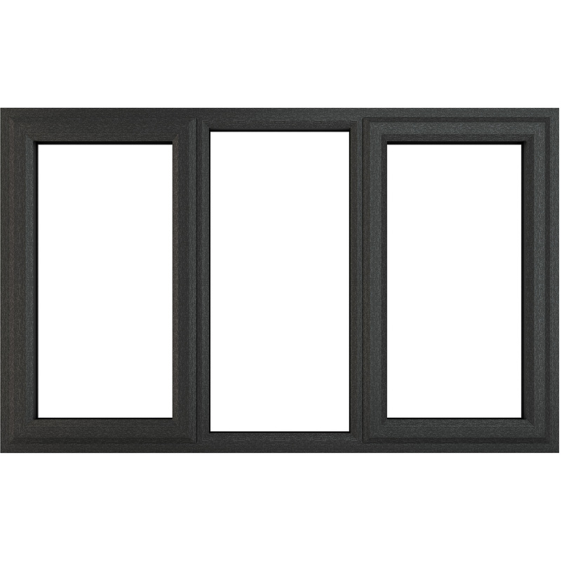 Crystal Casement uPVC Window Left & Right Hand Opening Fixed Centre 1770mm x 1190mm Clear Triple Glazed Grey/White