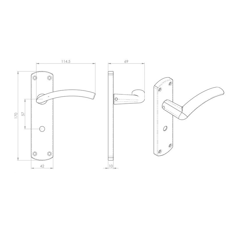 Serozzetta Tres Door Handles Bathroom Polished Chrome