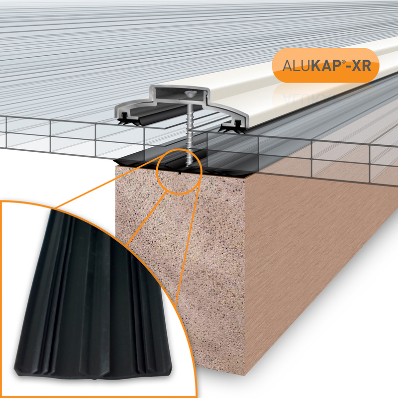 Alukap-XR 60mm Concealed Fix Glazing Bar with Gasket White 4800mm