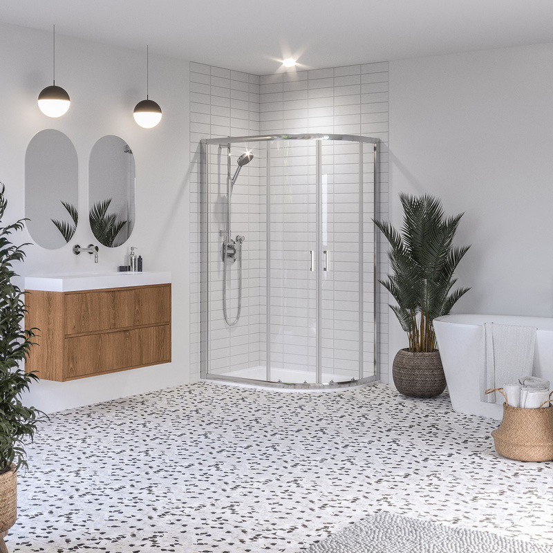 Aqualux Framed 8mm Offset Quadrant Shower Enclosure with Tray and Waste Kit 1200x800mm Right Hand
