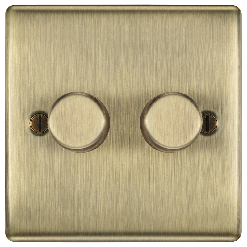 BG Antique Brass Intelligent LED Dimmer Switch 2 Gang 2 Way