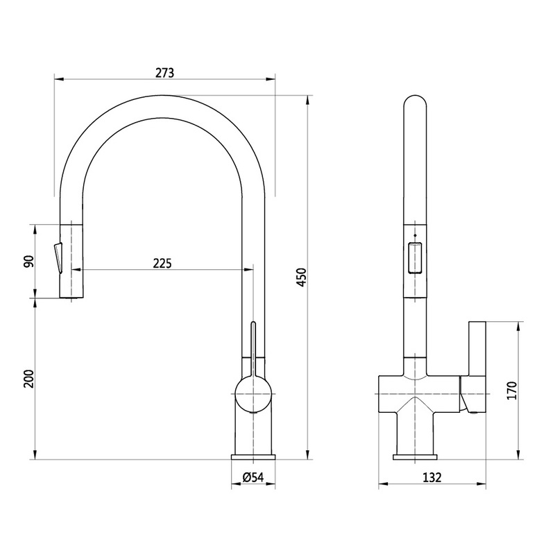 Deva Midford Pull Out Mono Mixer Kitchen Tap Chrome