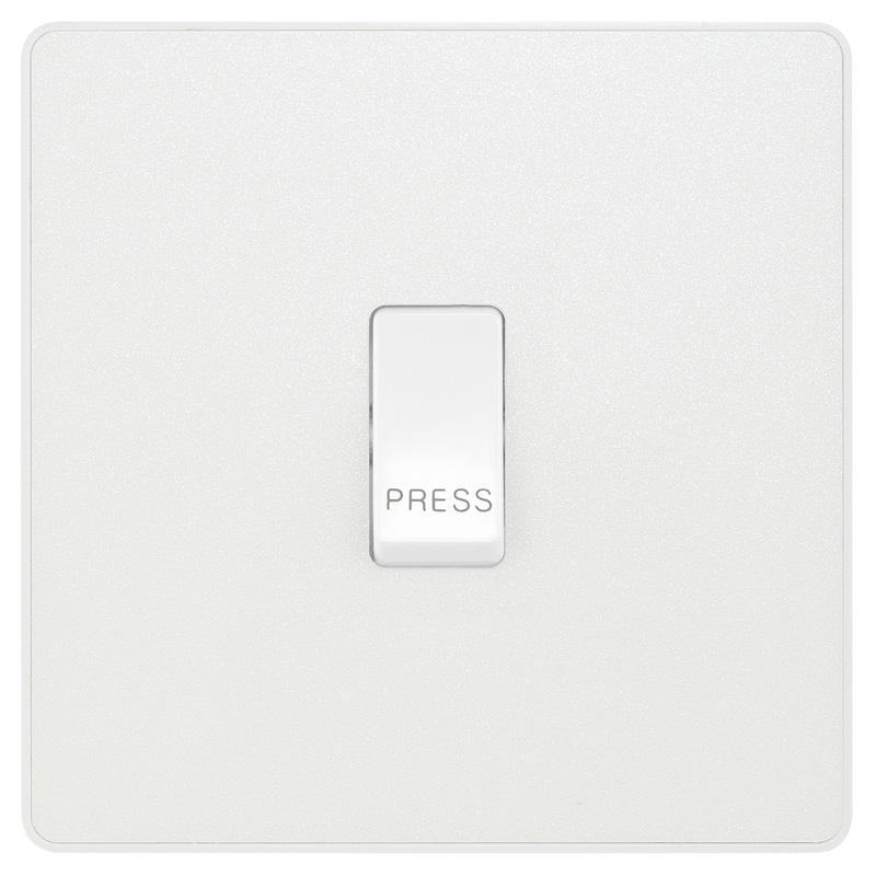 BG Evolve Pearlescent White (White Ins) Single Press Switch, 10A