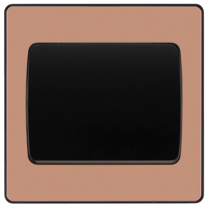 BG Evolve Polished Copper (Black Ins) Single Light Switch, 20A 16Ax, 2 Way, Wide Rocker