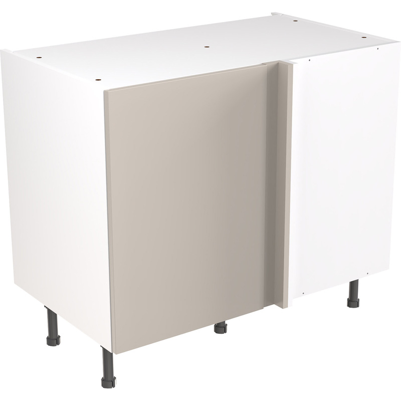 Kitchen Kit Flatpack Slab Kitchen Cabinet Base Blind Corner Unit Super Gloss Light Grey 1000mm