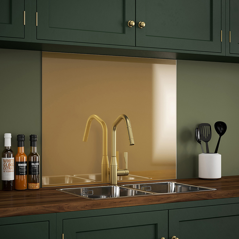Splashback Brass Self-Adhesive Glass Splashback 900 x 750mm