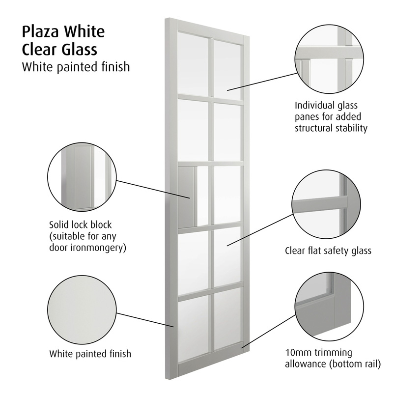 Plaza White Clear Glass Internal Door 35 x 1981 x 838mm