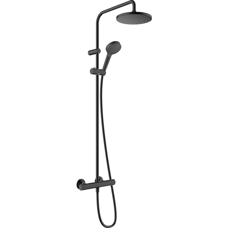 Hansgrohe Vernis Blend EcoSmart Thermostatic Bar Diverter Mixer Shower Matt Black