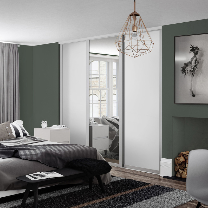 Spacepro Shaker 3 Door Sliding Wardrobe Kit Dove Grey and Mirror 2592 x 2260mm