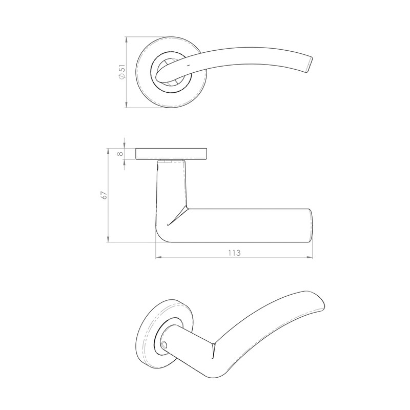 Serozzetta Tres Lever On Rose Door Handles Polished Chrome