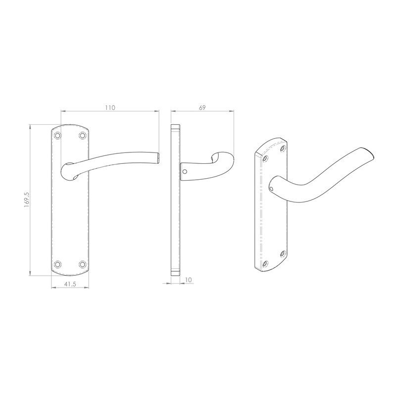 Serozzetta Cuatro Door Handles Latch Satin Chrome