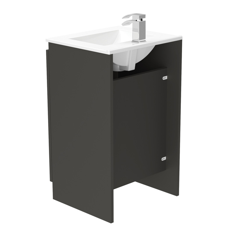 Newland Double Door Floor Standing Vanity Unit With Basin Midnight Mist 500mm