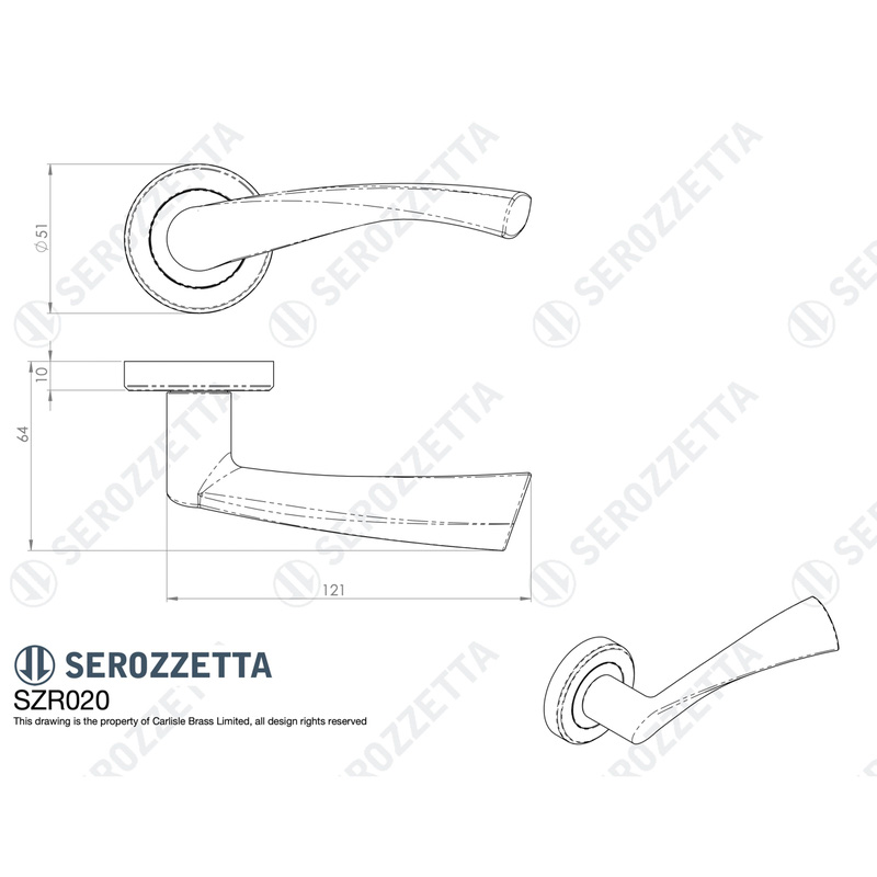 Serozzetta Venti Lever On Round Rose Satin Nickel
