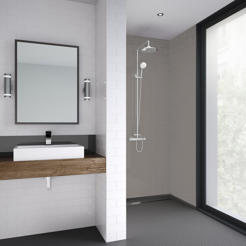 Mermaid Composite Metro Tile Vertical Shower Wall Panel Mocha 2440mm x 1220mm