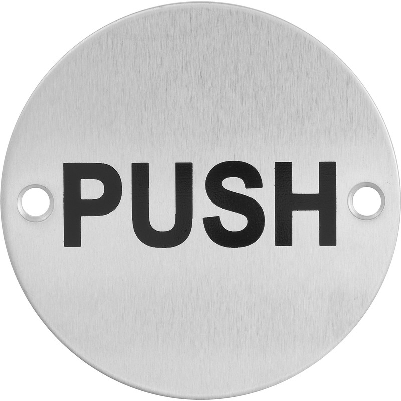 Satin Stainless Steel Door Sign Push 76mm