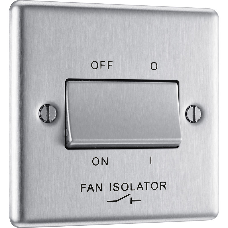 BG Brushed Steel Fan Isolator Switch 10A 3 Pole