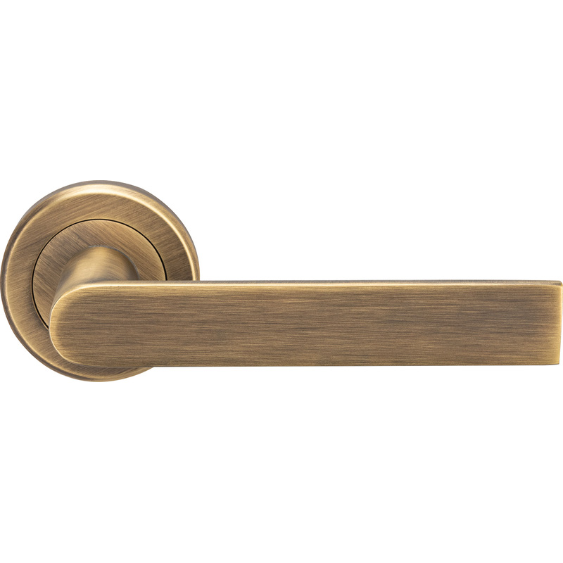 Serozzetta Edge Lever on Rose Door Handles Antique Brass