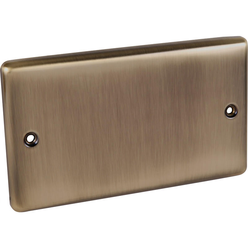 Antique Brass Blank Plate 2 Gang