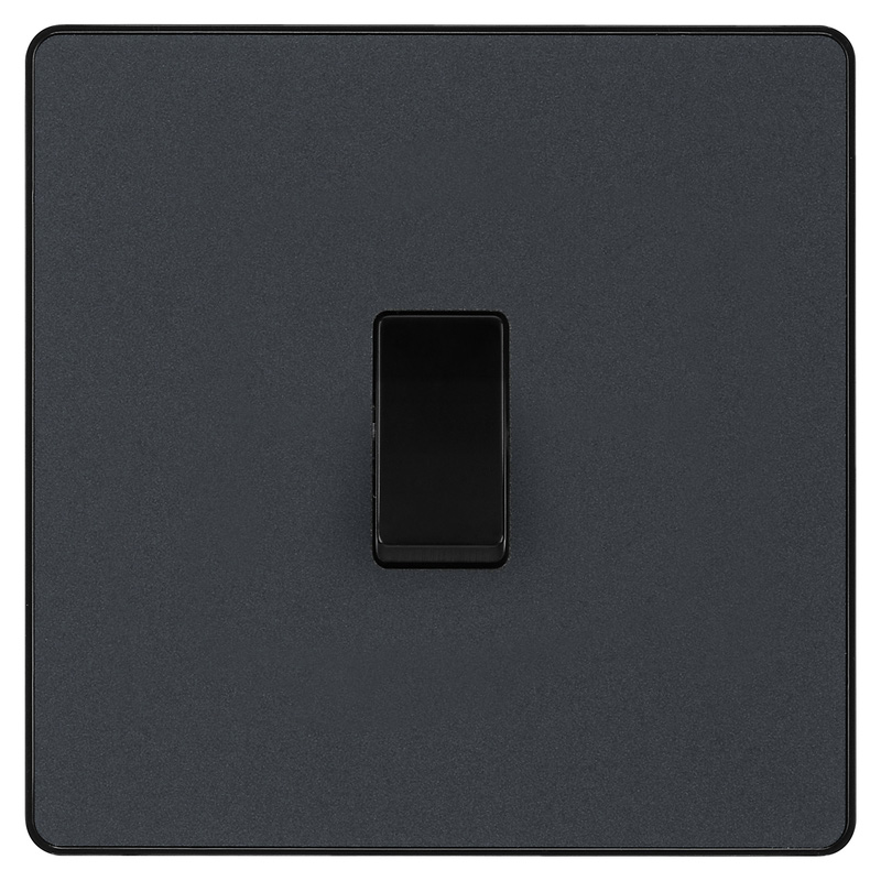 BG Evolve Matt Grey (Black Ins) Single Light Switch, 20A 16Ax, 2 Way