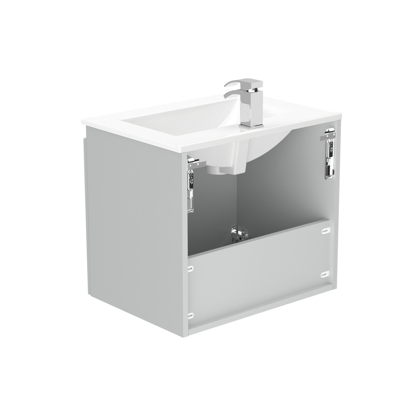 Newland Double Door Wall Hung Vanity Unit With Basin Pearl Grey 600mm