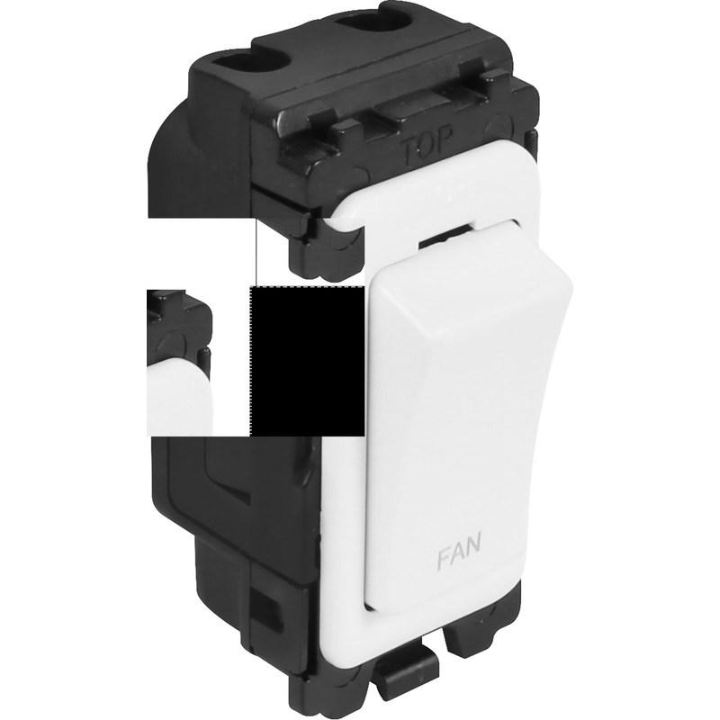 Wessex White Engraved 20A Grid Switch Fan