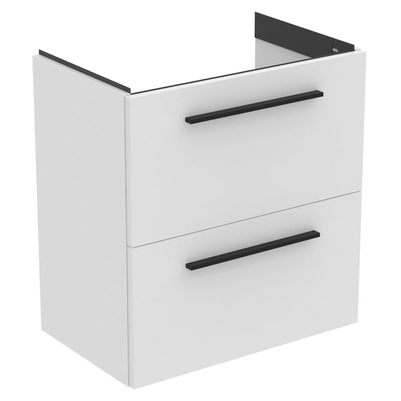 Ideal Standard i.life S Compact Wall Hung Vanity Unit with Basin Matt White 600mm with Matt Black Handles