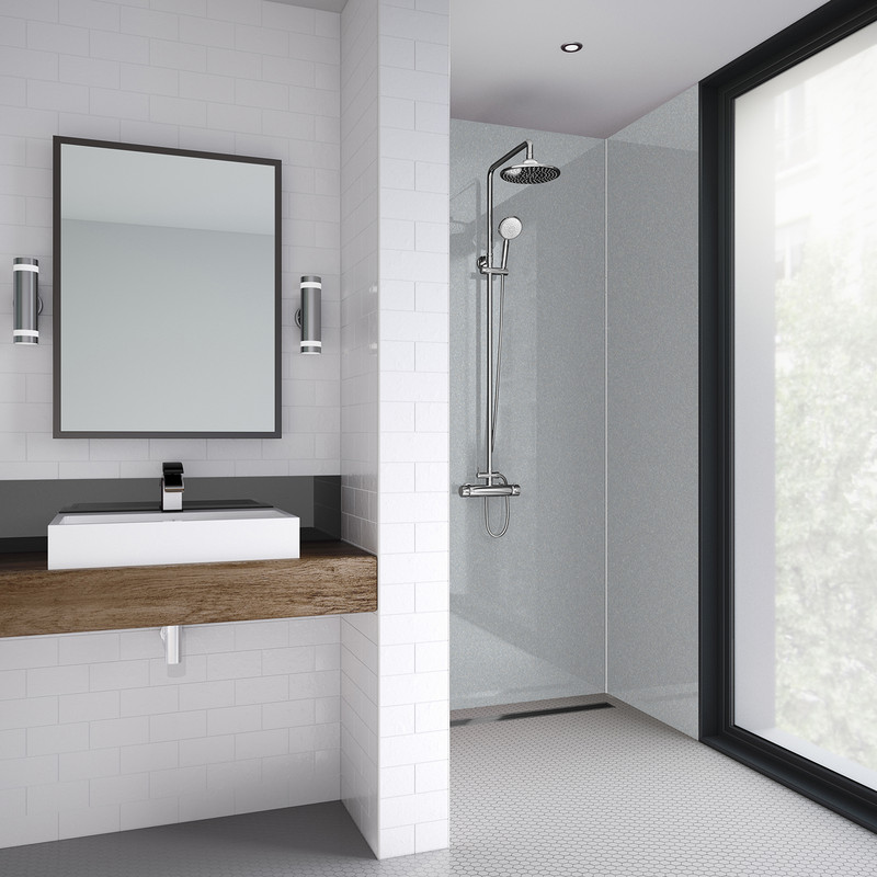 Mermaid Acrylic Shower Wall Panel Silver Ice 2440mm x 900mm x 4mm