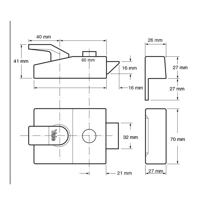 Yale Deadlocking Nightlatch Brasslux Standard