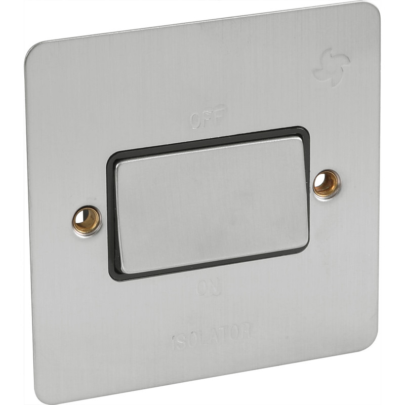 Flat Plate Satin Chrome 10A 3 Pole Fan Isolator