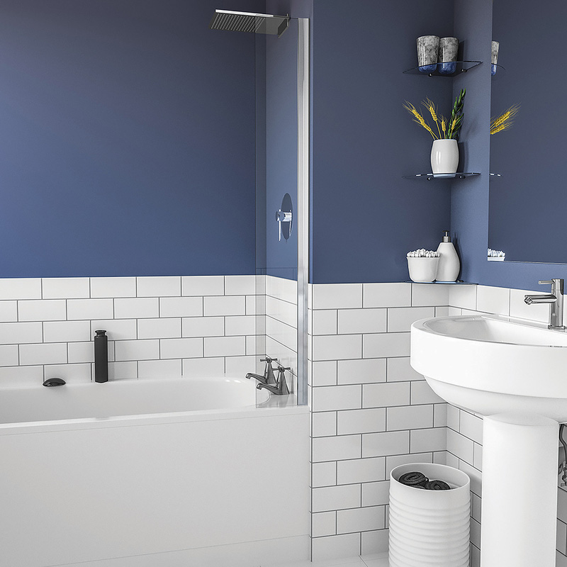 Aqualux Splash Guard Silver Frame 200x1400mm