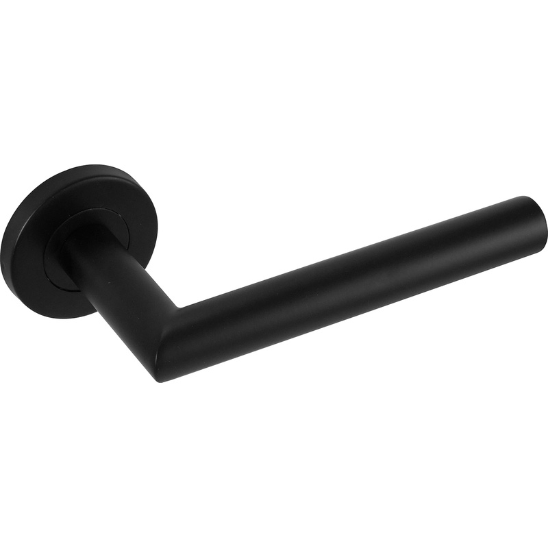 Stainless Steel Lever On Rose Door Handles Matt Black