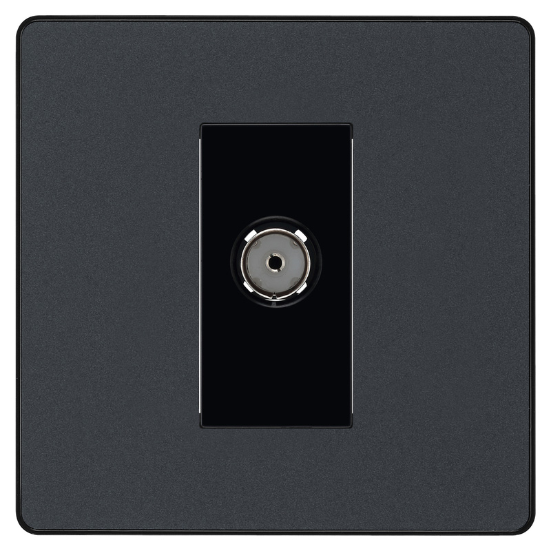 BG Evolve Matt Grey (Black Ins) Single Socket For Tv Or Fm Co-Axial Aerial Connection