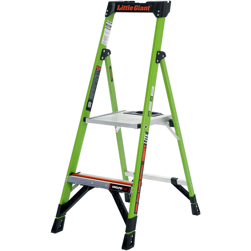 Little Giant Mighty Lite Fibreglass Step Ladder 2 Tread SWH 2.17m