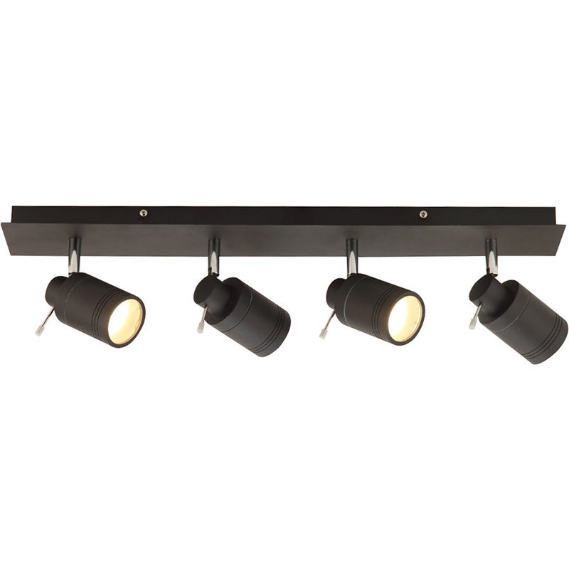 Scorpius 4 Light Bar Bathroom Spotlight IP44 GU10 Matt Black