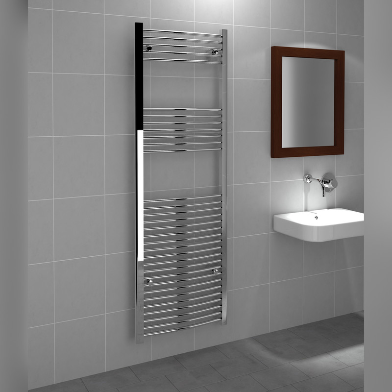 Kudox Chrome Curved Ladder Towel Radiator 1800 x 600mm 2010Btu