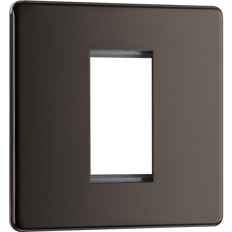 BG Screwless Flat Plate Black Nickel Data Plate 1 Gang 1 Module
