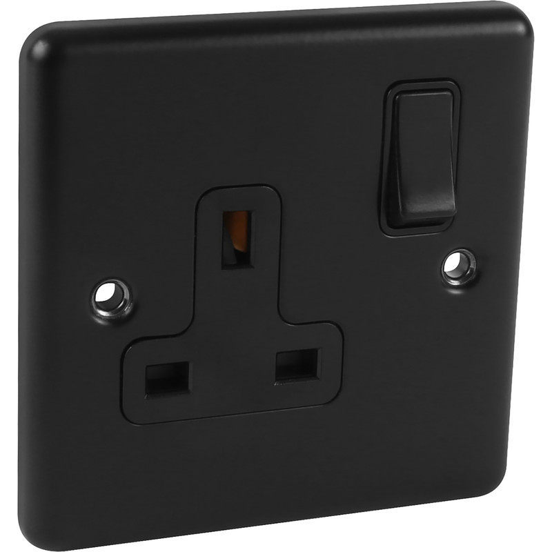 Wessex Matt Black 13A DP Socket 1 Gang
