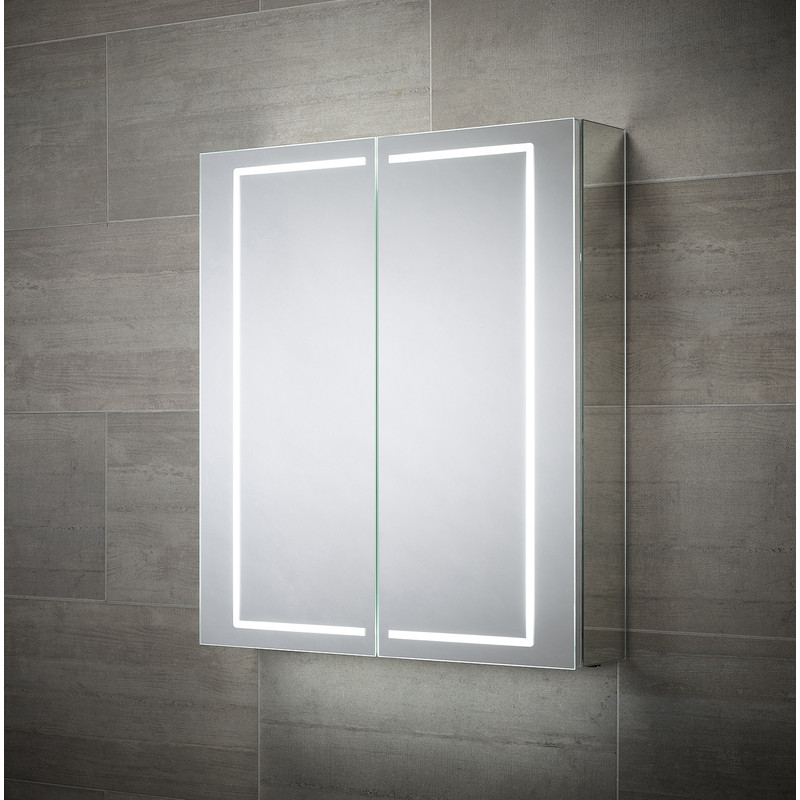 Sensio Sonnet LED Mirror Bathroom Cabinet Double Door with Shaver Socket Cool White 700 x 600mm